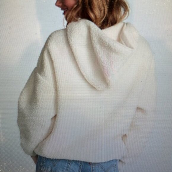 Victoria's Secret Pink Cozy Fluffy Fleece Pullover Rib Knit Cuffs & Hem Hoodie - Picture 11 of 12